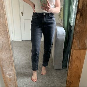 Garage Faded Black High Rise Mom Jeans, size 25